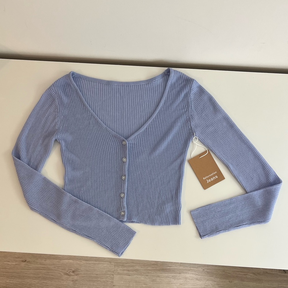NWT Reformation Ribbed V-Neck Cardigan